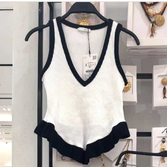 ZARA Ribbed Knit Peplum Tank – Size S – Never Worn - Picture 3 of 13